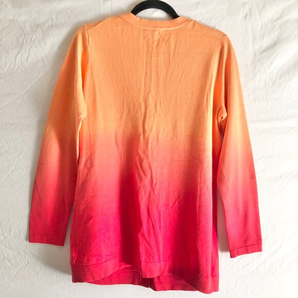 Ombre Color Cardigan Sweater Orange Red - Picture 7 of 9